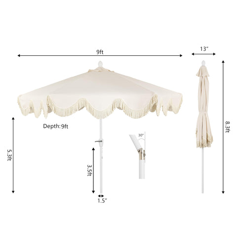 Jonathan Y UMB1001E white aluminum pole provides durable, rust-resistant support.