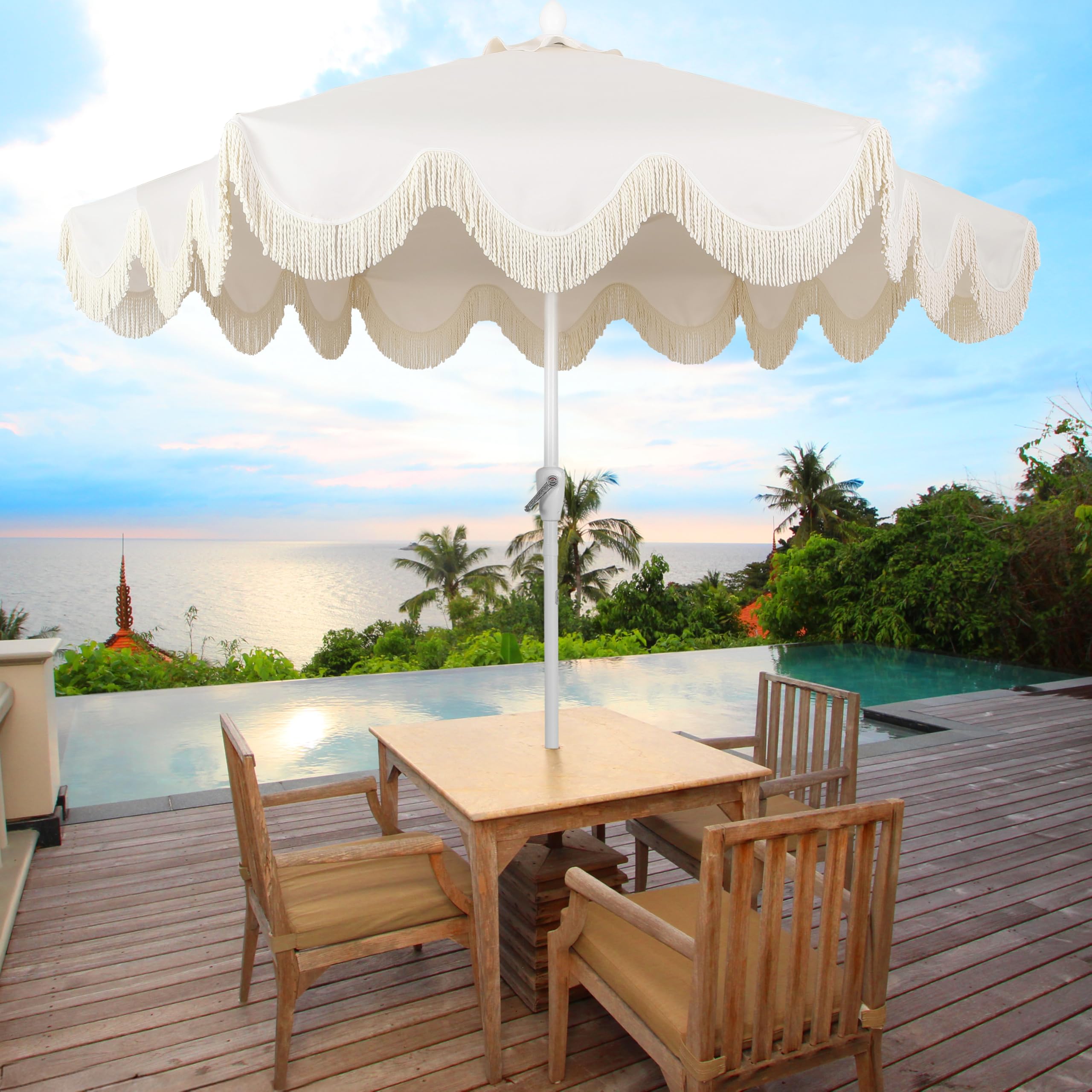 Jonathan Y UMB1001E auto-tilt crank enables easy shade adjustments throughout the day.