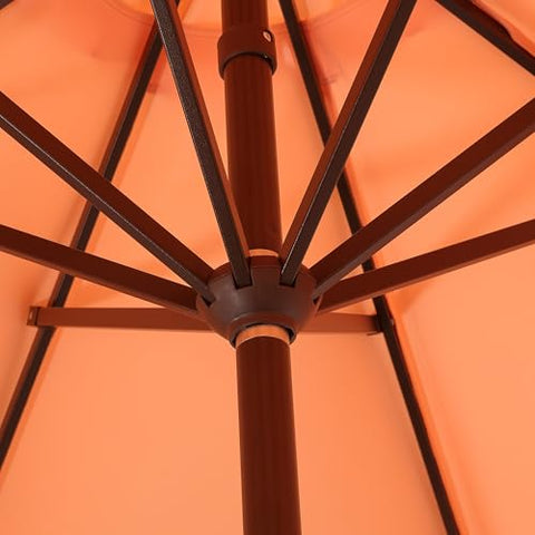 Jonathan Y UMB1002E coral-pink canopy with white trim for festive looks