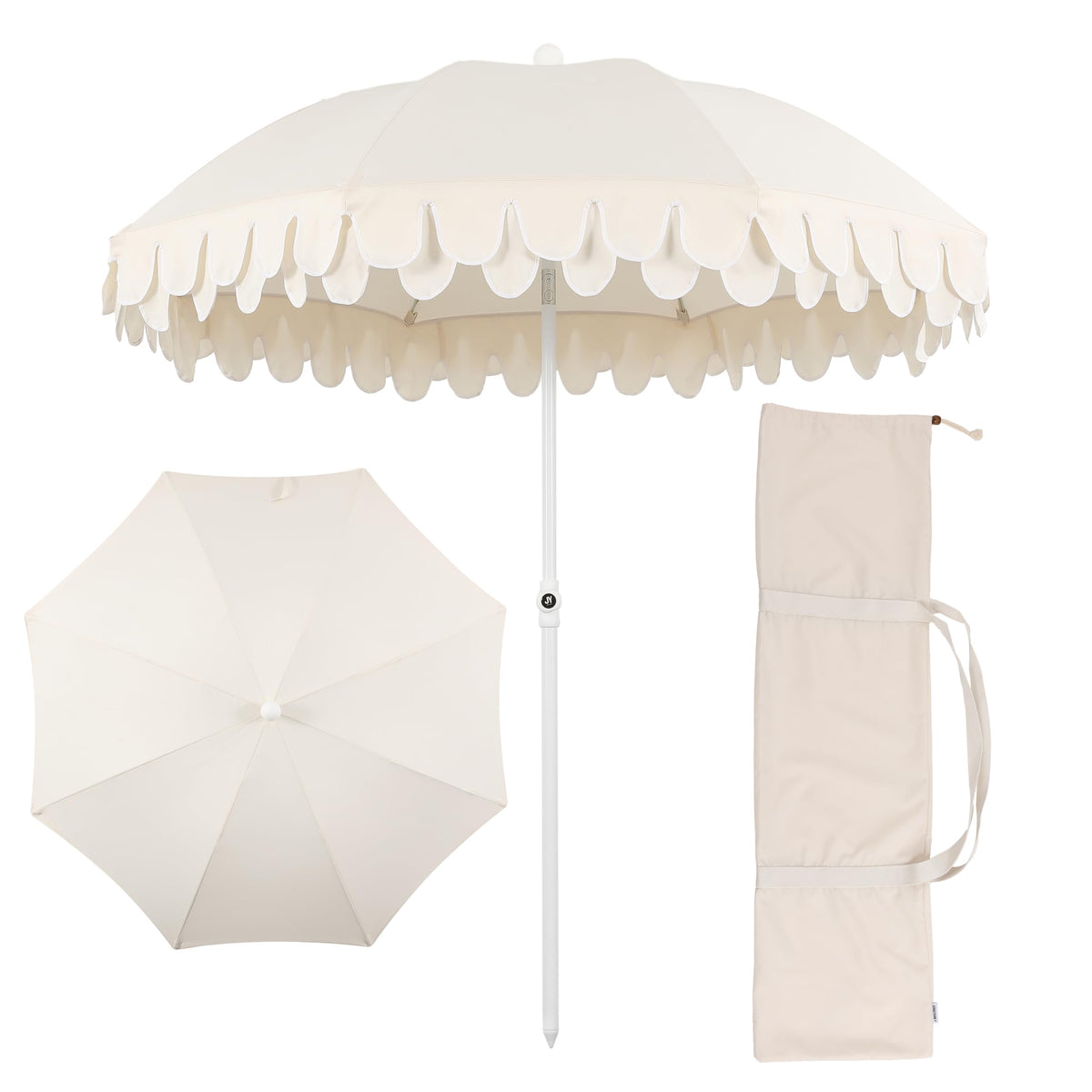 Jonathan Y Umb1004c Horizon cream canvas umbrella for stylish beach shade