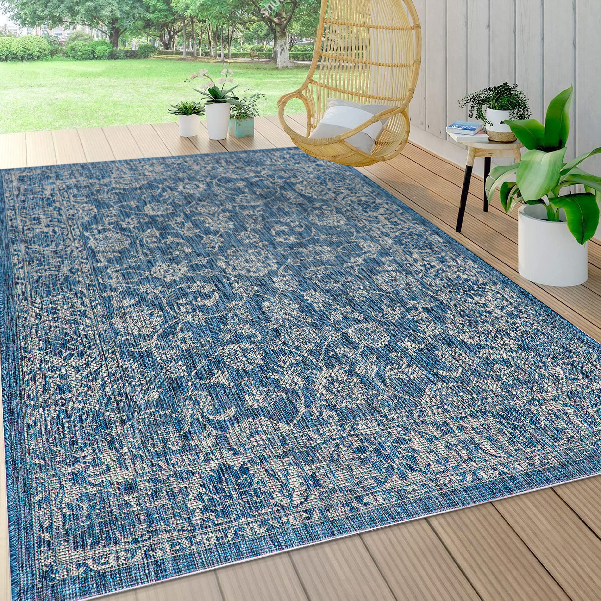 JONATHAN Y weave floral rug showing easy-care, low-pile surface.
