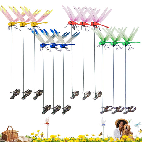 Jongdari dragonfly hat clip blue with realistic 3D wings for outdoor decor