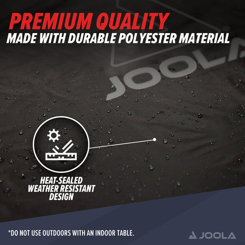 Close-up of hook-and-loop fasteners on the JOOLA cover for quick adjustments.