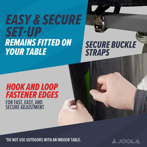 Waterproof PVC coating on JOOLA cover shields table from rain and dust.