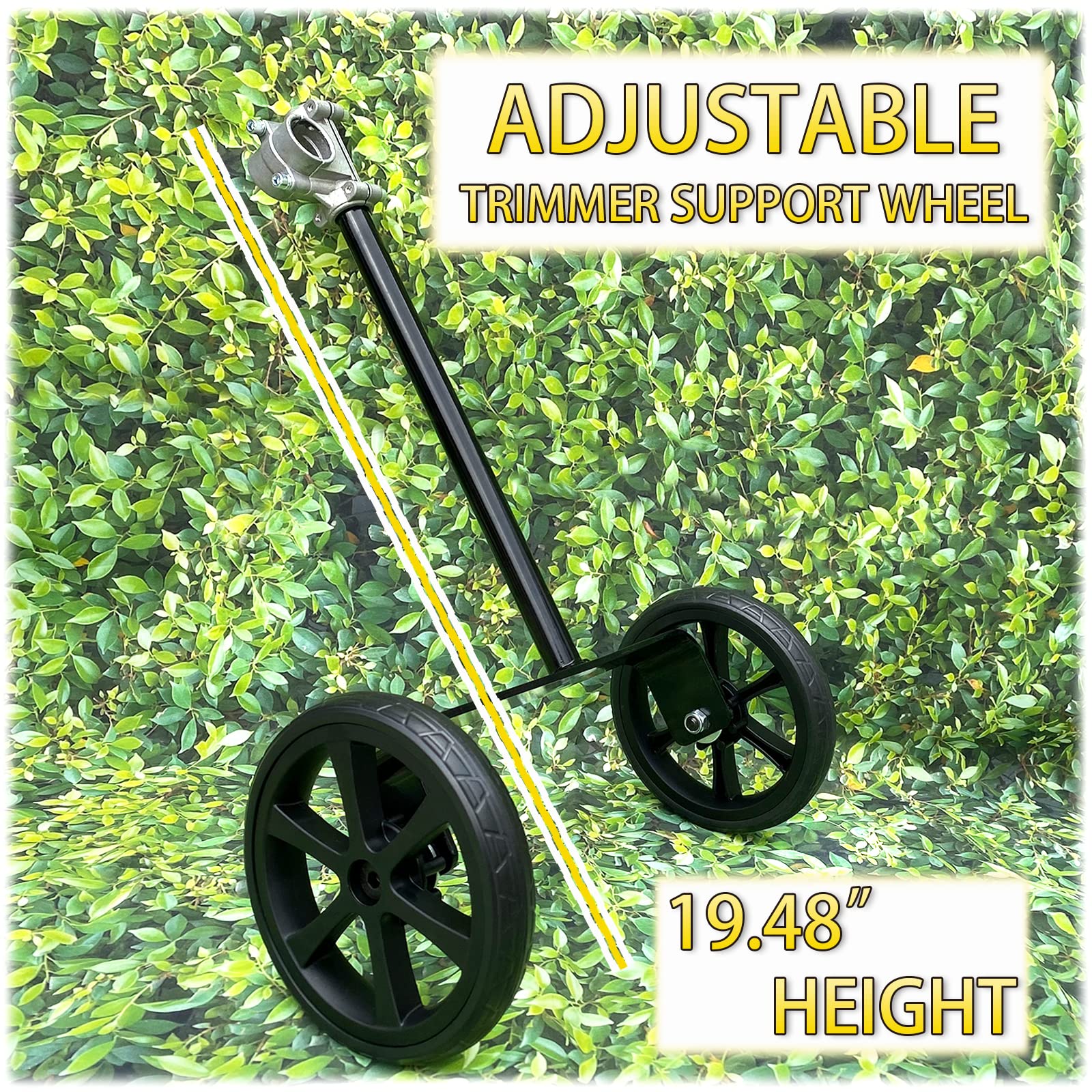 JOOPSAM walk-behind attachment in use for easier weed trimming.