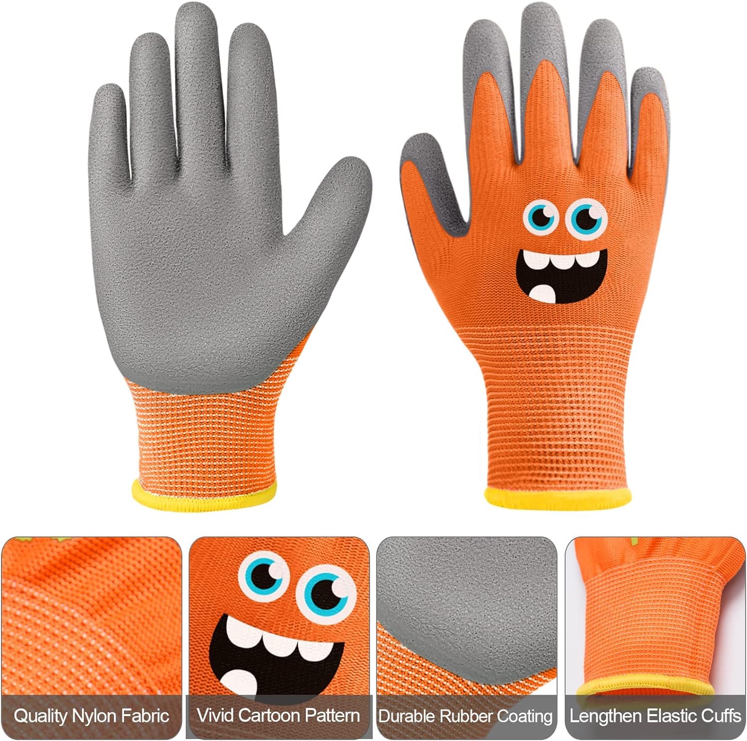 Joottuan kids gardening gloves palm coating close-up showing robust latex grip.