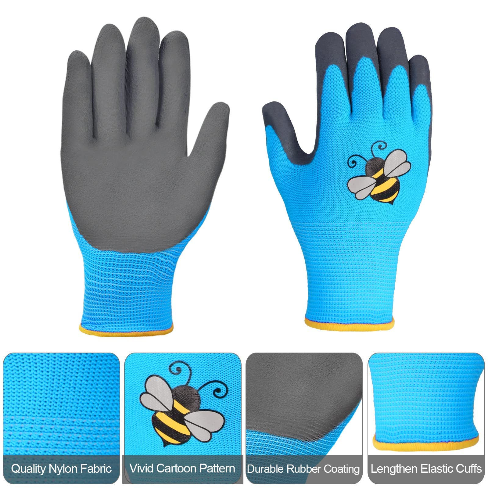 Joottuan green kids gardening gloves protecting small hands during yard work.