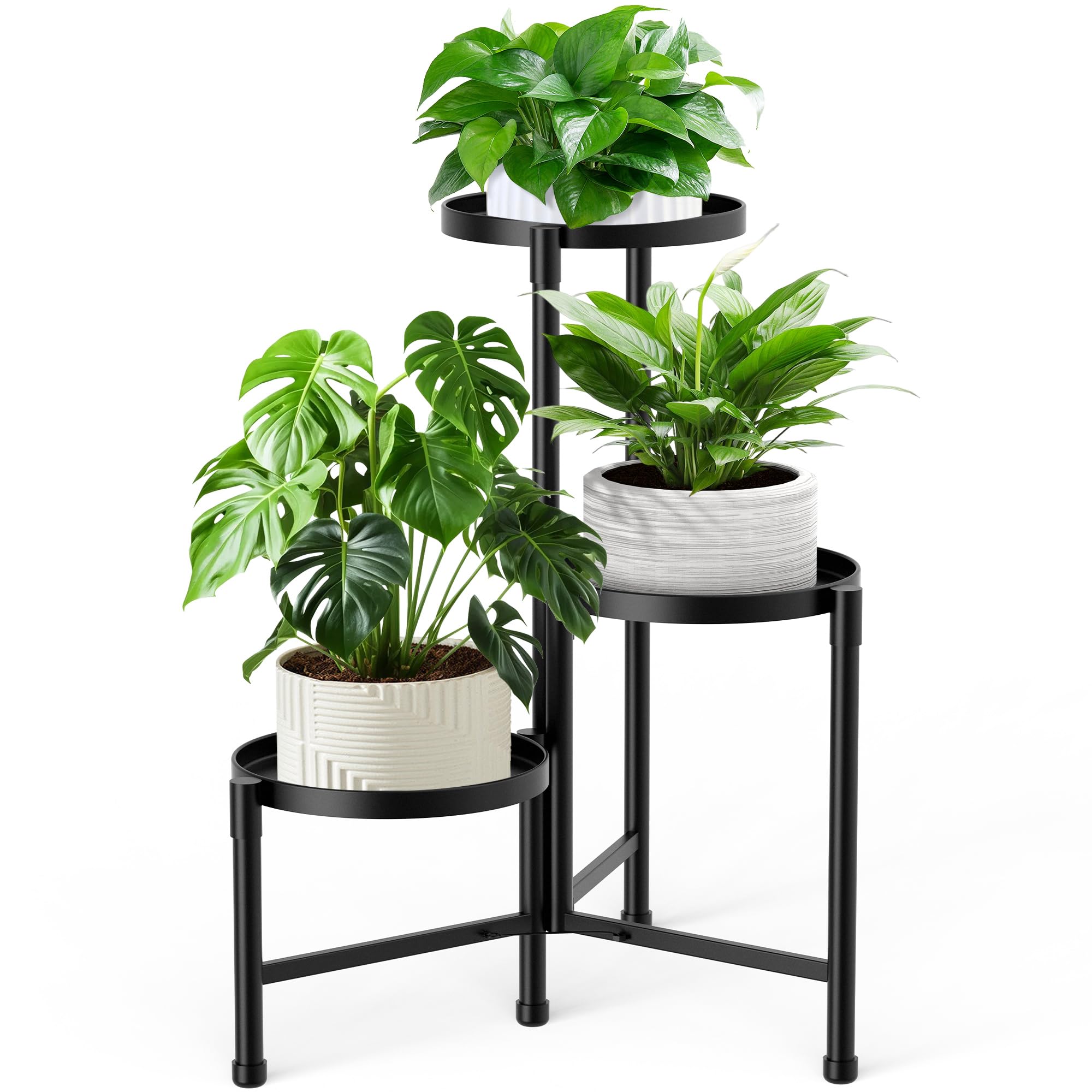 JOPBENG 3-tier corner plant stand with wide tray for indoor display