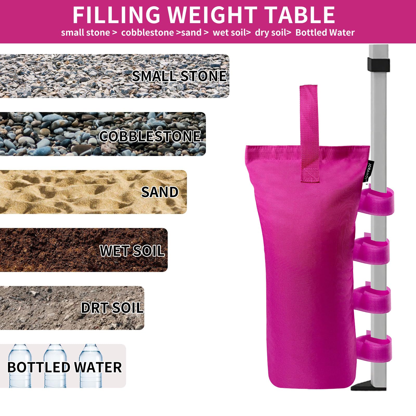 Joramoy carry handle design makes transporting bags between spots easy