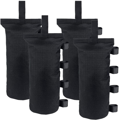Joramoy heavy-duty canopy weights four-pack attached to a tent leg for sturdy shade.