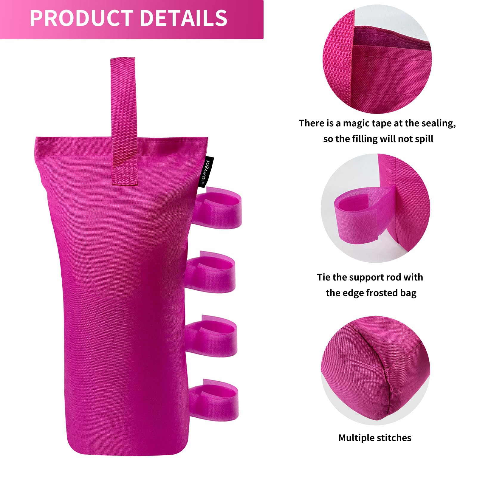 Joramoy heavy-duty canopy weights strap attachment demonstrates quick securement to legs