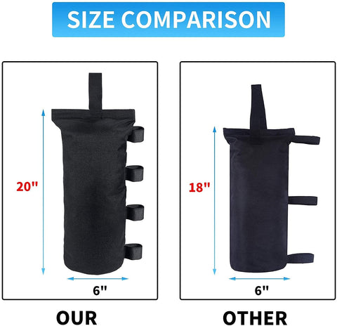 Joramoy no-sand-required bags ready for ballast on any surface.