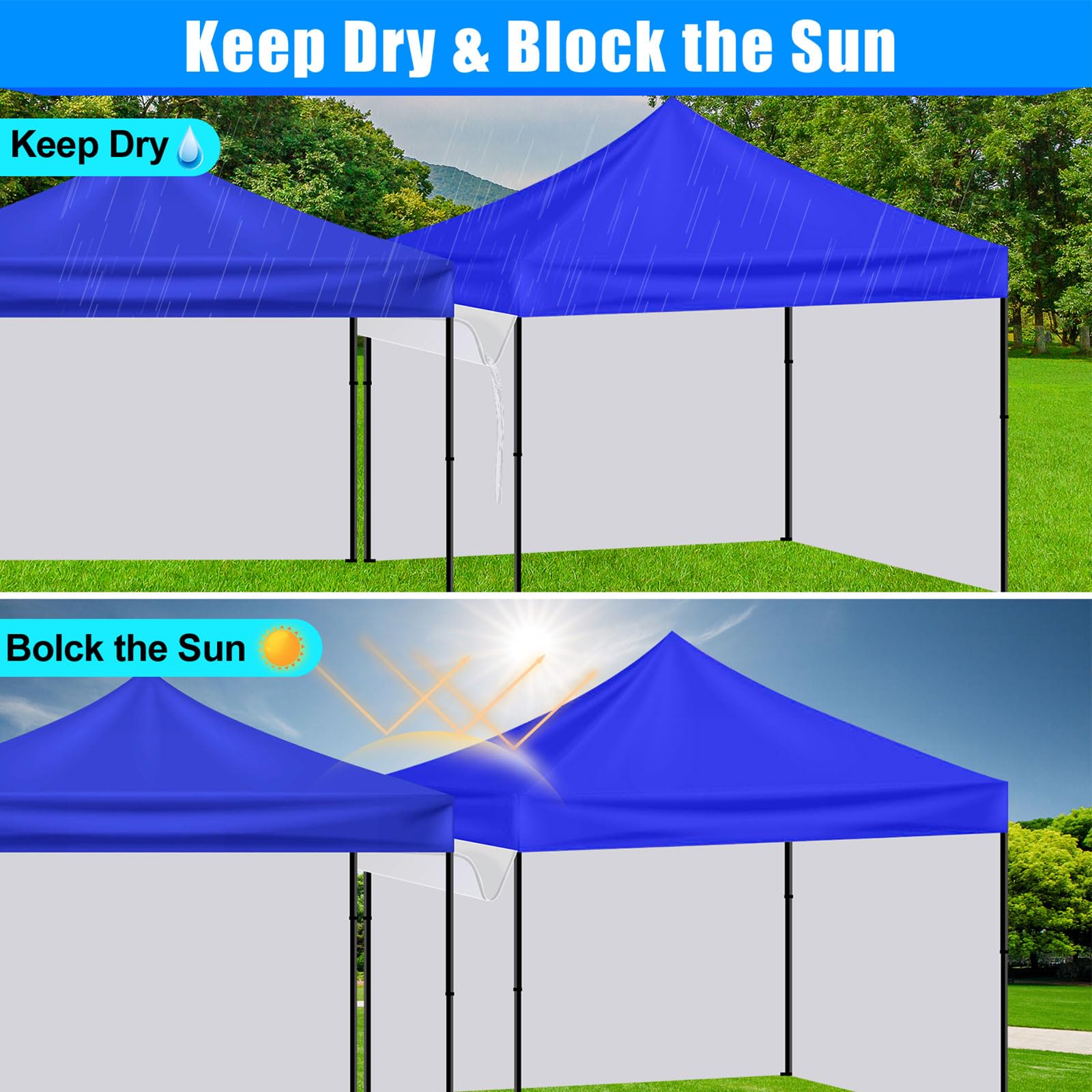 Joramoy premium 300D polyester silver-coated fabric offers waterproof protection and UV blocking.