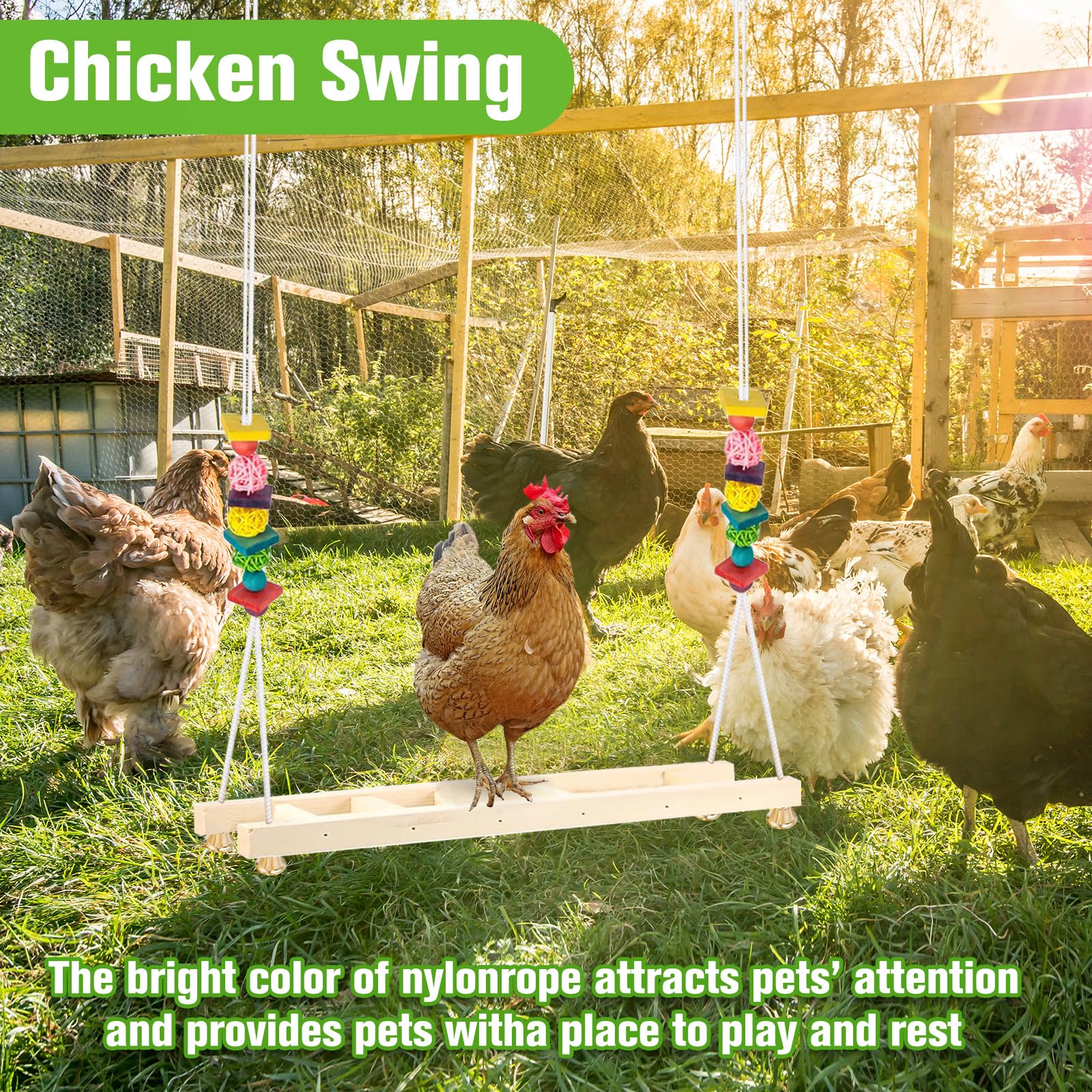 Jorewood chicken coop swings easy-installation attaches quickly to most coops