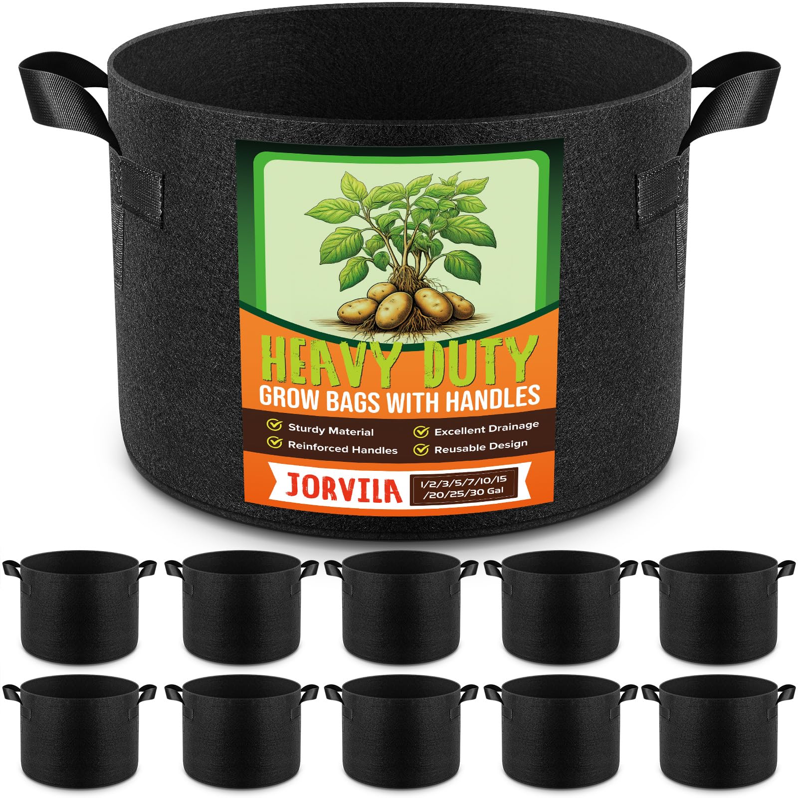 Jorvila 10-gallon grow bag setup for versatile, portable gardening.