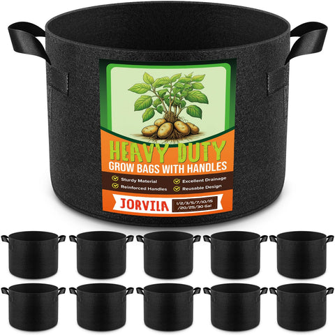 Jorvila 10-gallon grow bag setup for versatile, portable gardening.