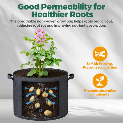 Jorvila grow bags provide drainage to balance moisture levels