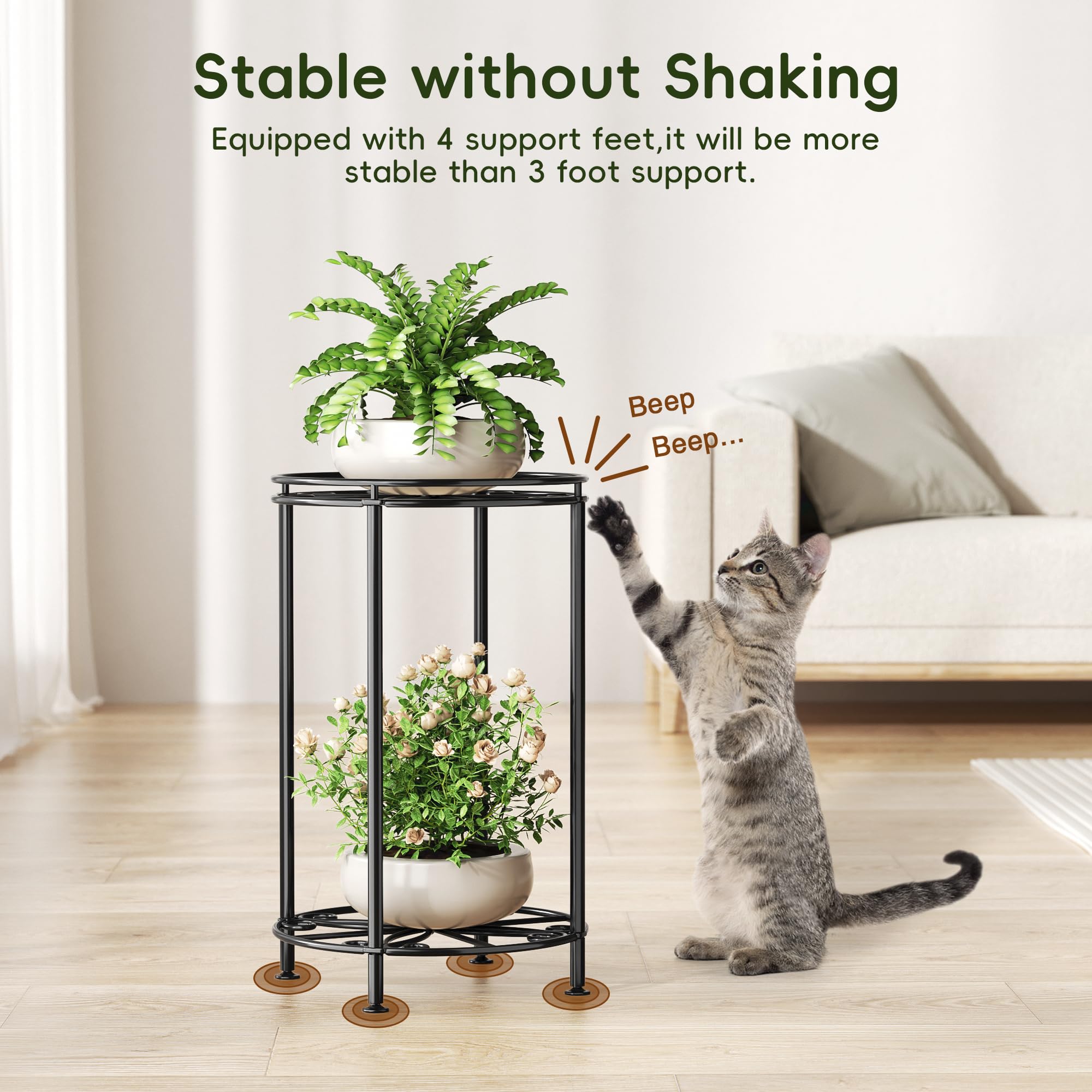 Josmimic adjustable feet stabilize the stand on uneven surfaces.