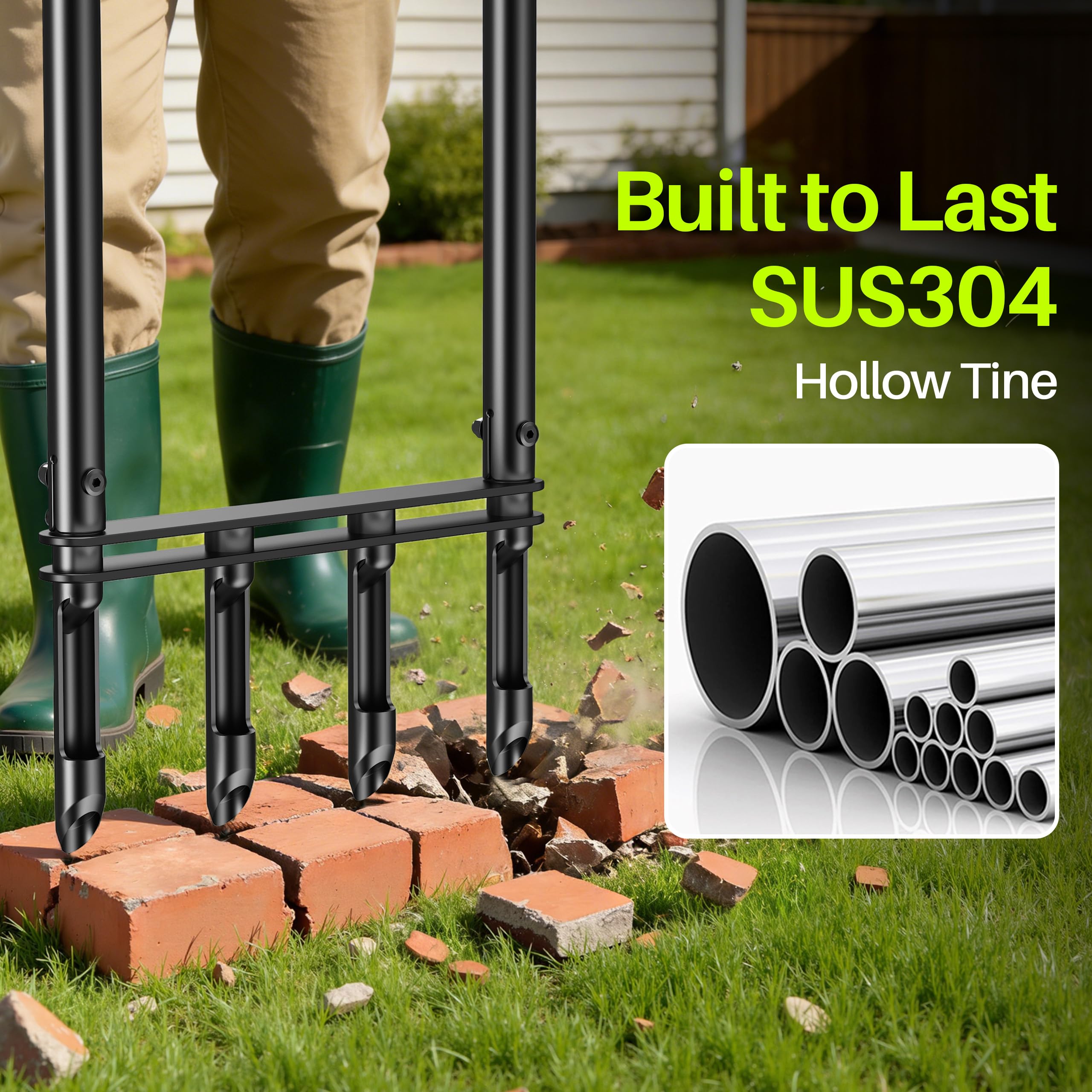 Josmimic adjustable height ergonomic handle reduces back strain.