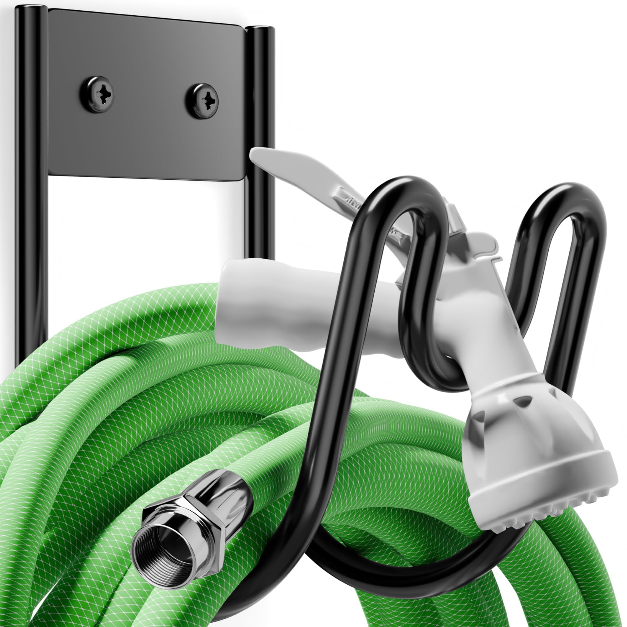 Josmimic black metal garden hose holder wall mount for tidy hose storage and easy access