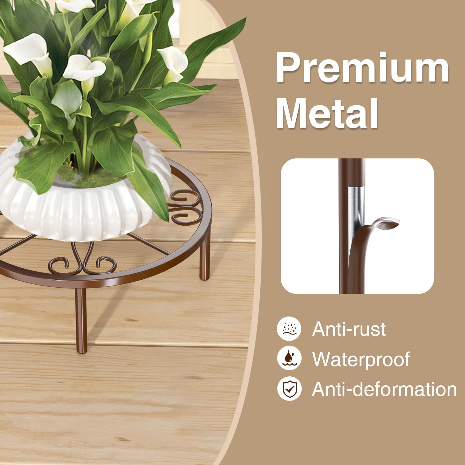 Josmimic bronze plant stand packaging and assembly-ready design for quick setup