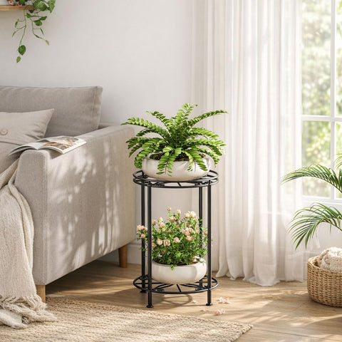 Josmimic compact stand with 10-inch width fits tight spaces.