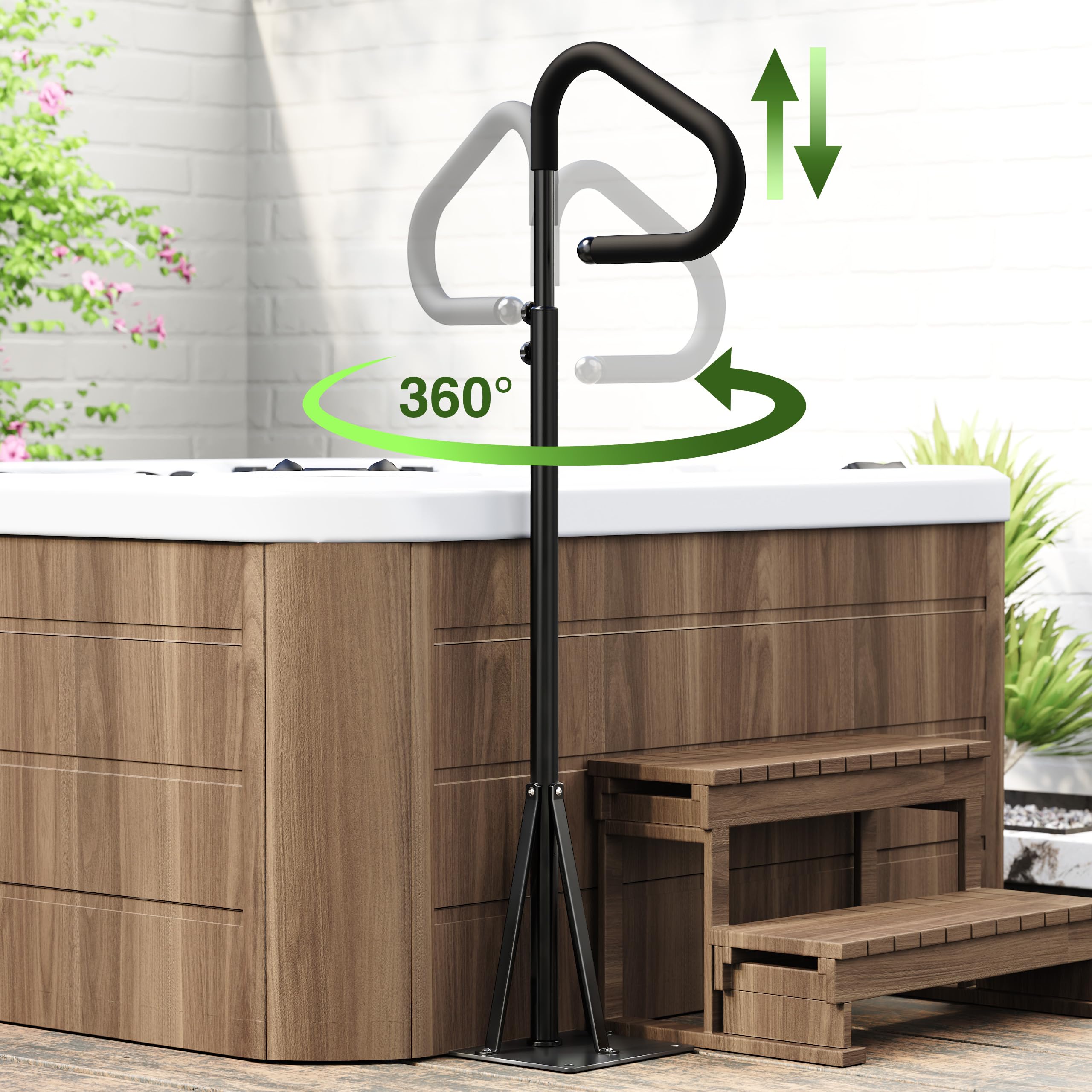 Josmimic handrail with 360-degree swivel handle for flexible grip.