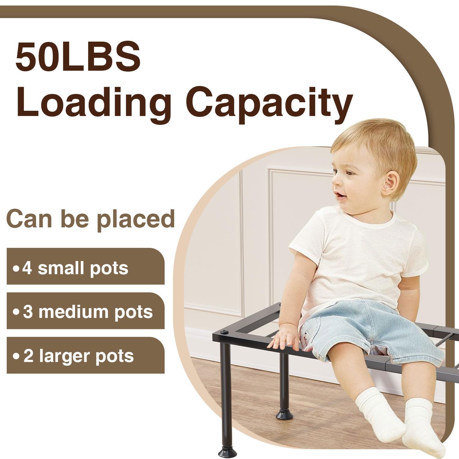 Josmimic heavy-duty rack supports up to 50lb for versatile plant arrangements.