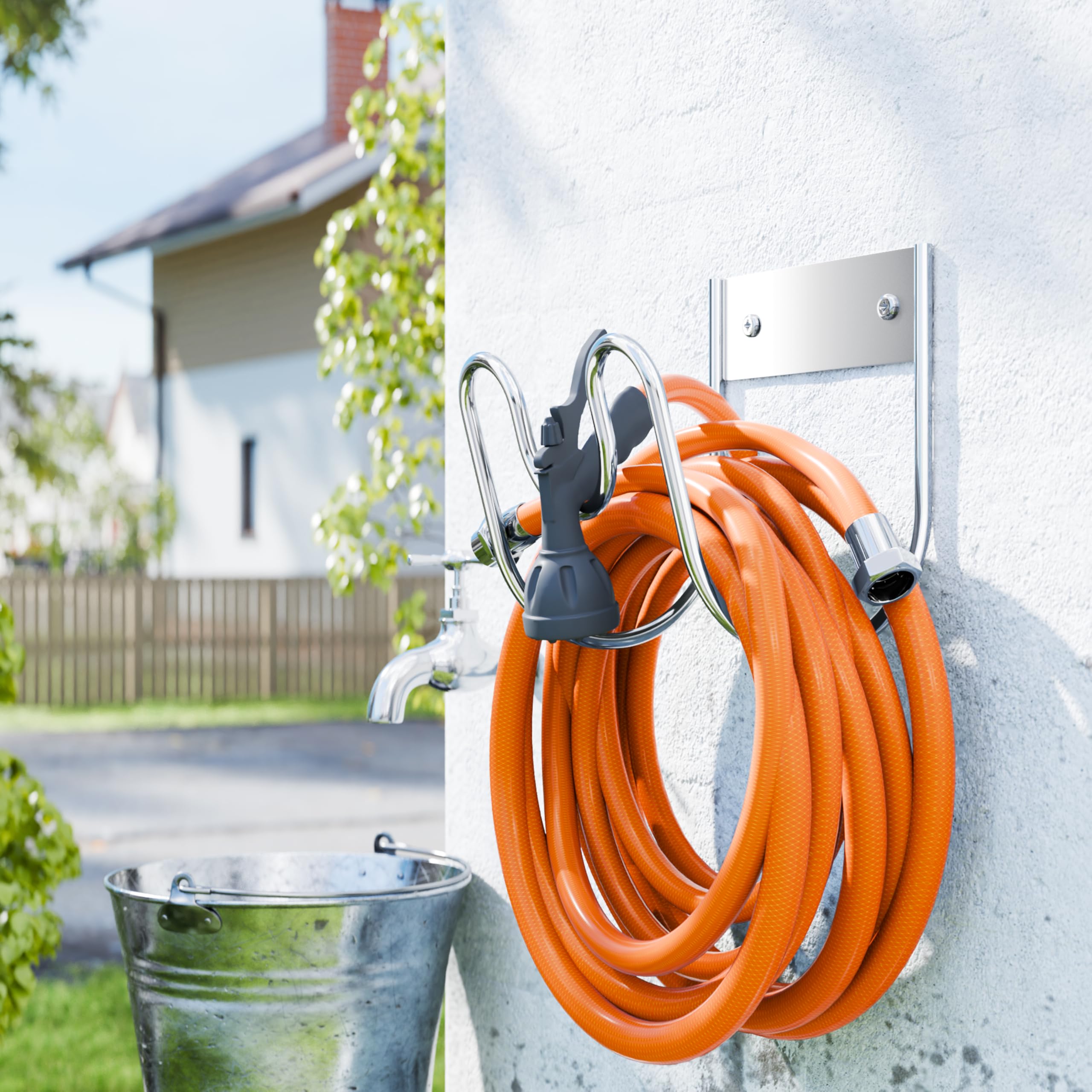 Josmimic hose holder in SUS304 finish, rust-resistant for outdoor use