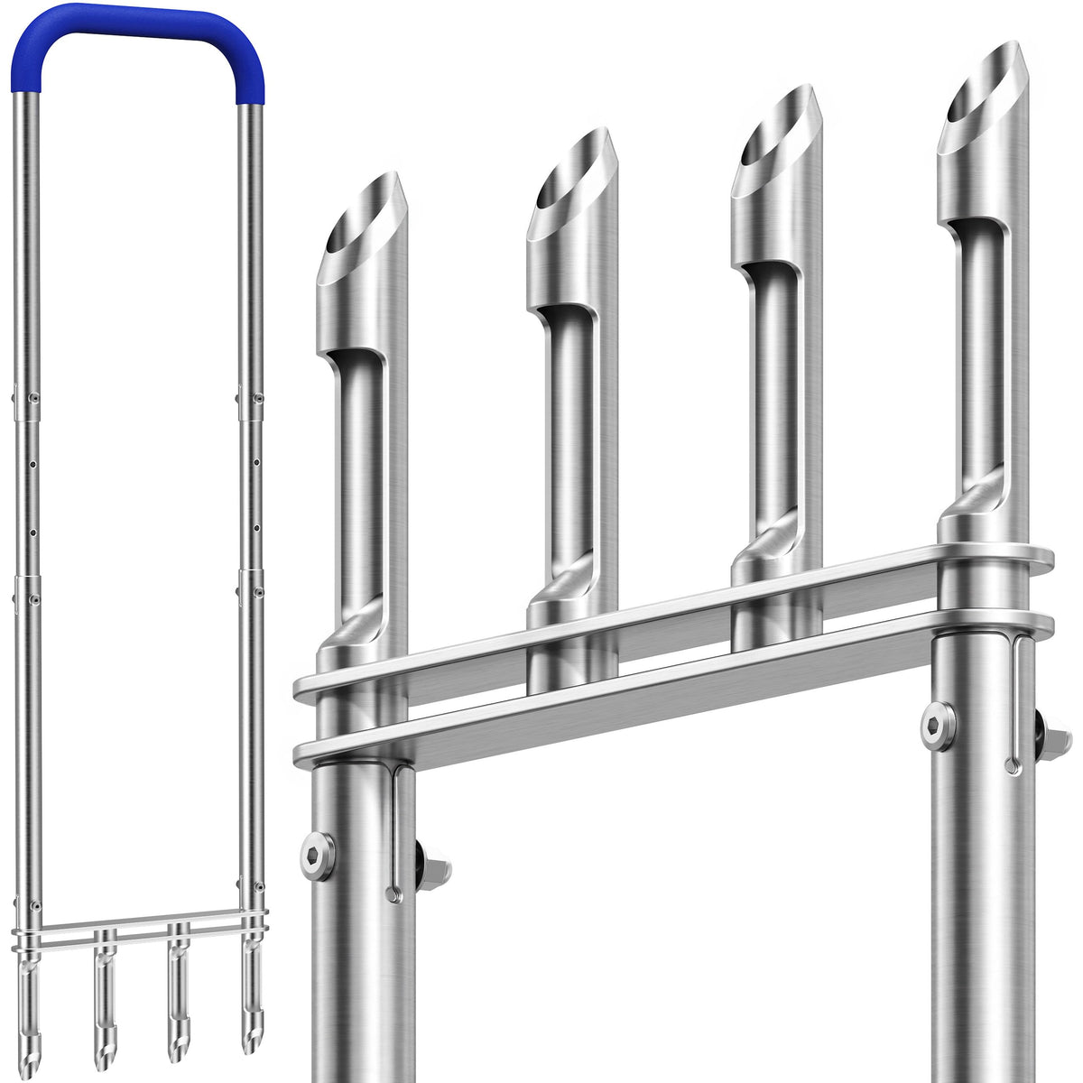 Josmimic knee-friendly manual lawn aerator with four hollow tines for efficient soil plugs.