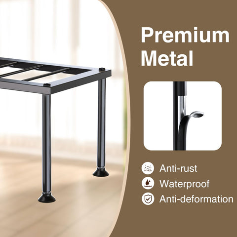 Josmimic metal flower pot stand featuring waterproof, anti-rust coating for outdoors.