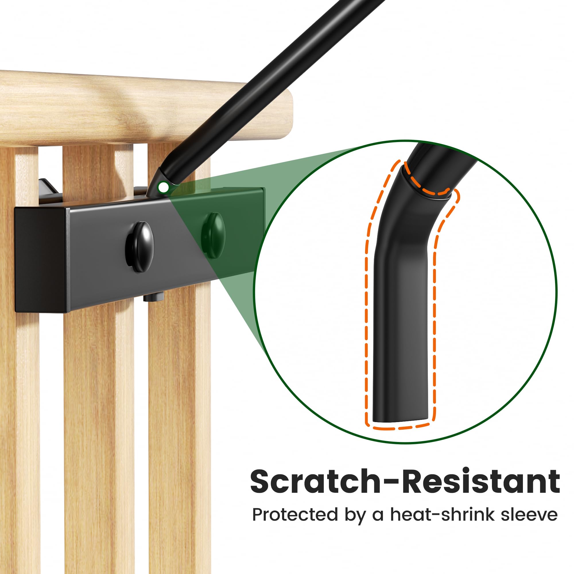 Josmimic railing hook installs easily over standard rails for quick upgrades.