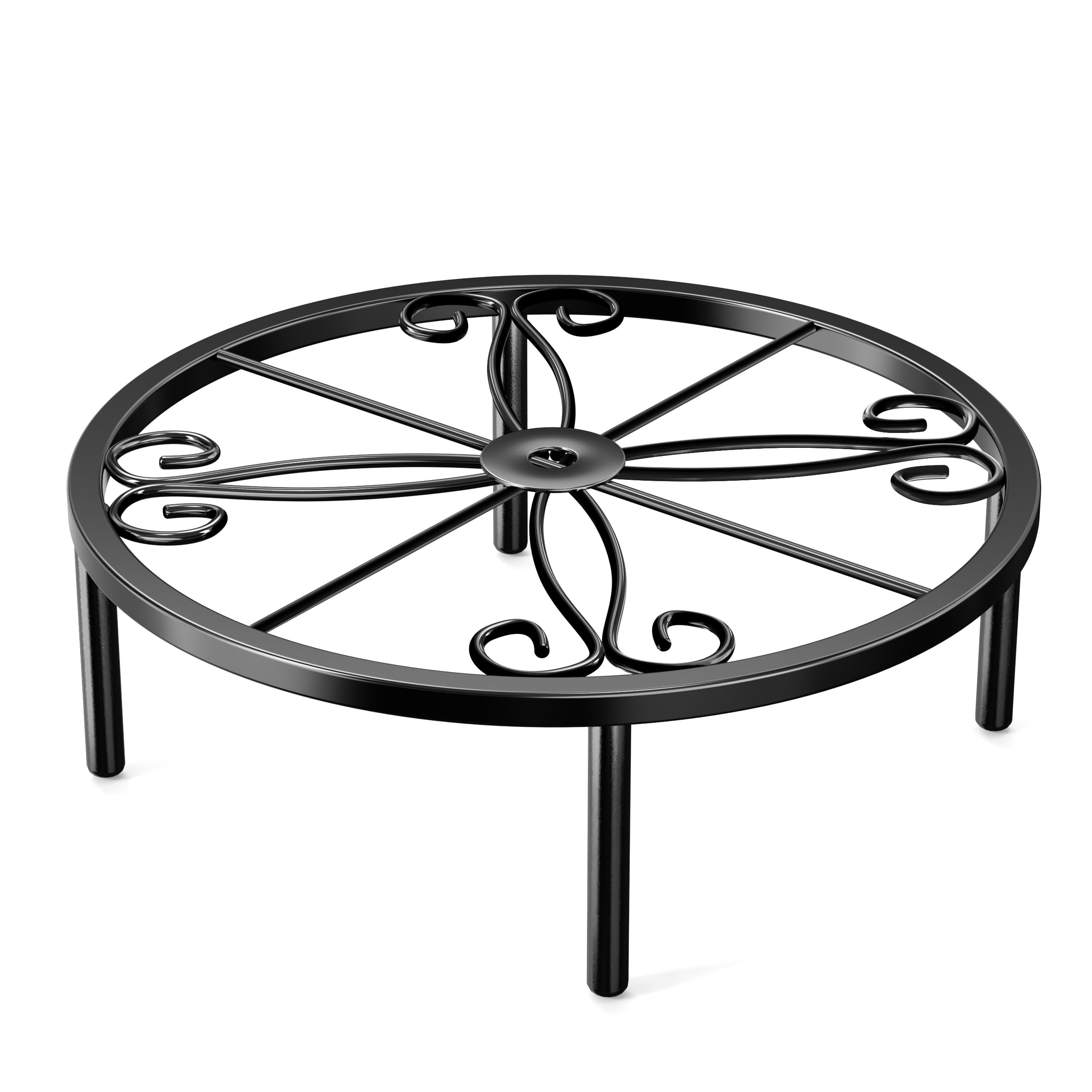 Josmimic round black plant stand with 7.9 in diameter, ideal for compact corners.