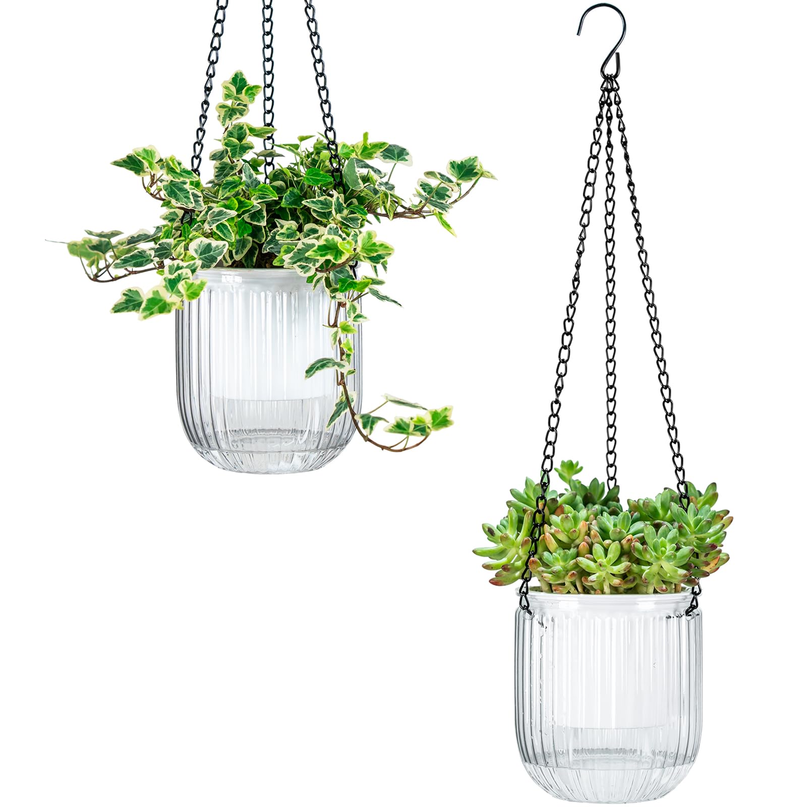 Josteve self-watering planter with a clear water level indicator for easy monitoring.