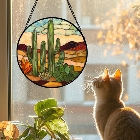 JOSUMALY stained glass window hanging enhances living room ambience.