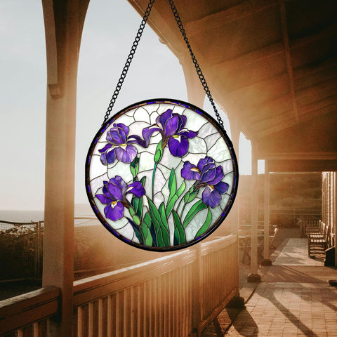 JOSUMALY stained glass window suncatcher softens kitchen lighting with colorful tones.