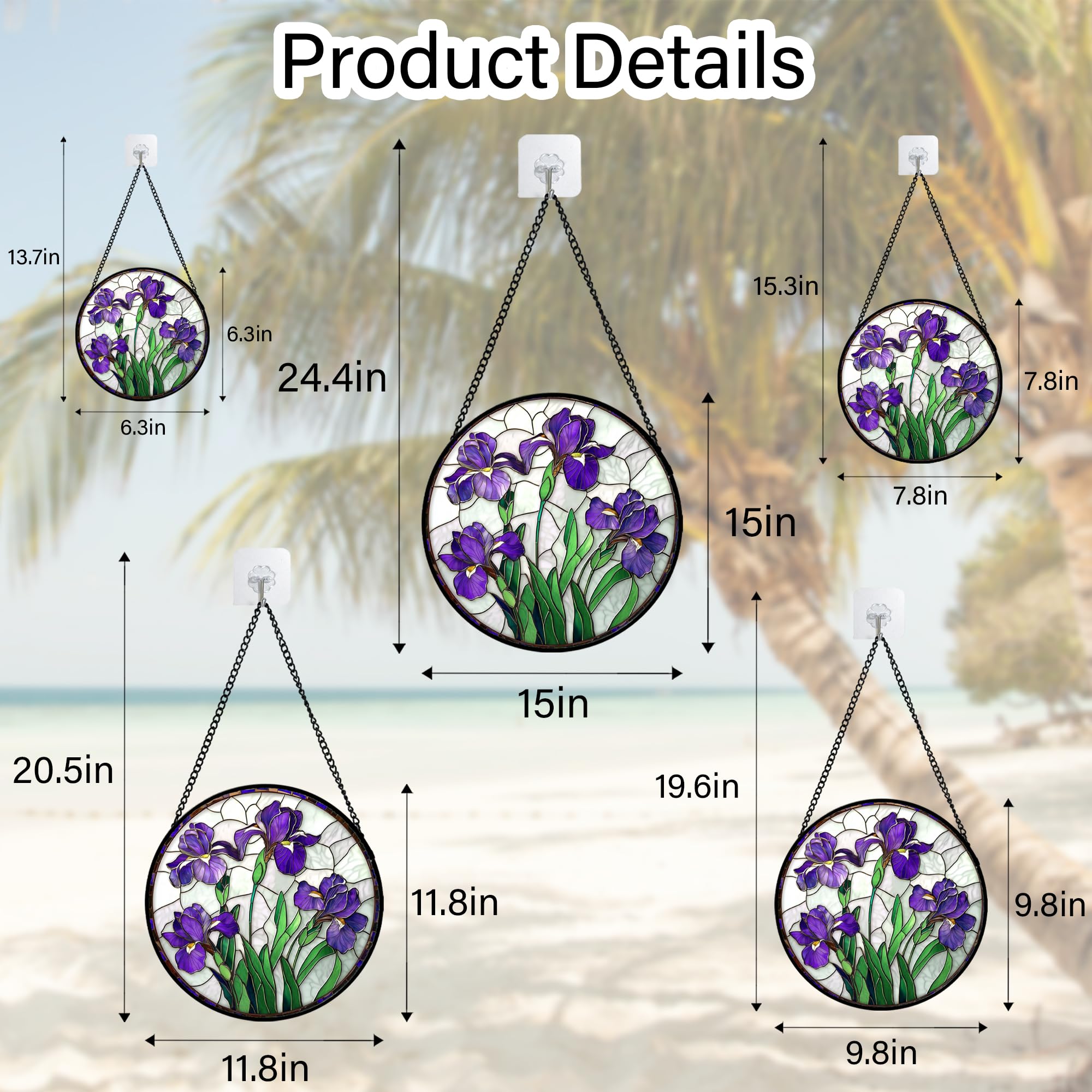 JOSUMALY purple iris suncatcher serves as a tasteful desk ornament with color.