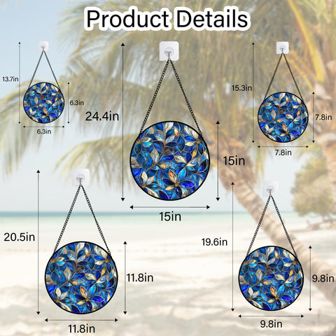 JOSUMALY blue gold flower suncatcher creates colorful light patterns