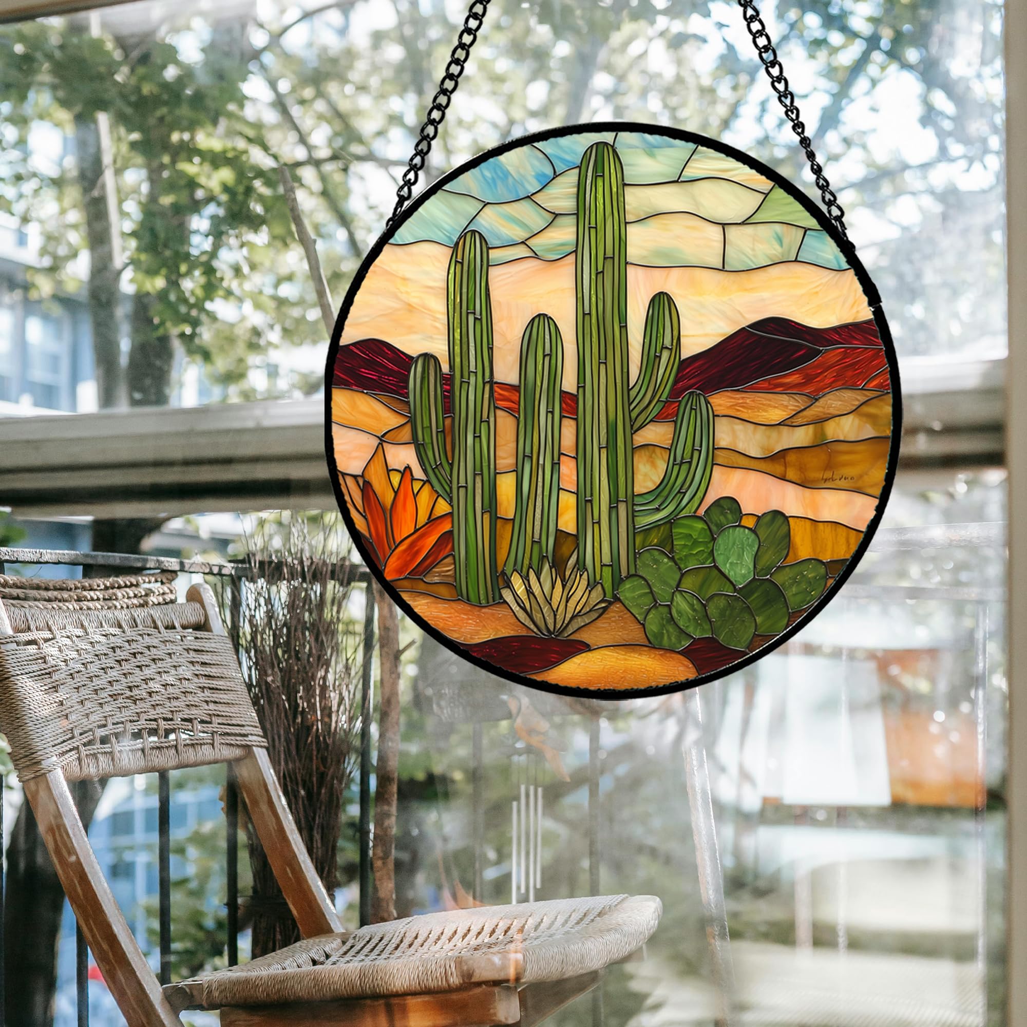 JOSUMALY UV-printed glass sun catcher remains bright under light.