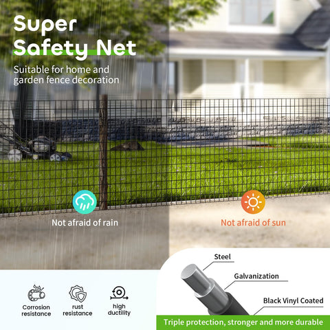 Jotesnew black vinyl coated wire mesh resists rust for outdoor durability.