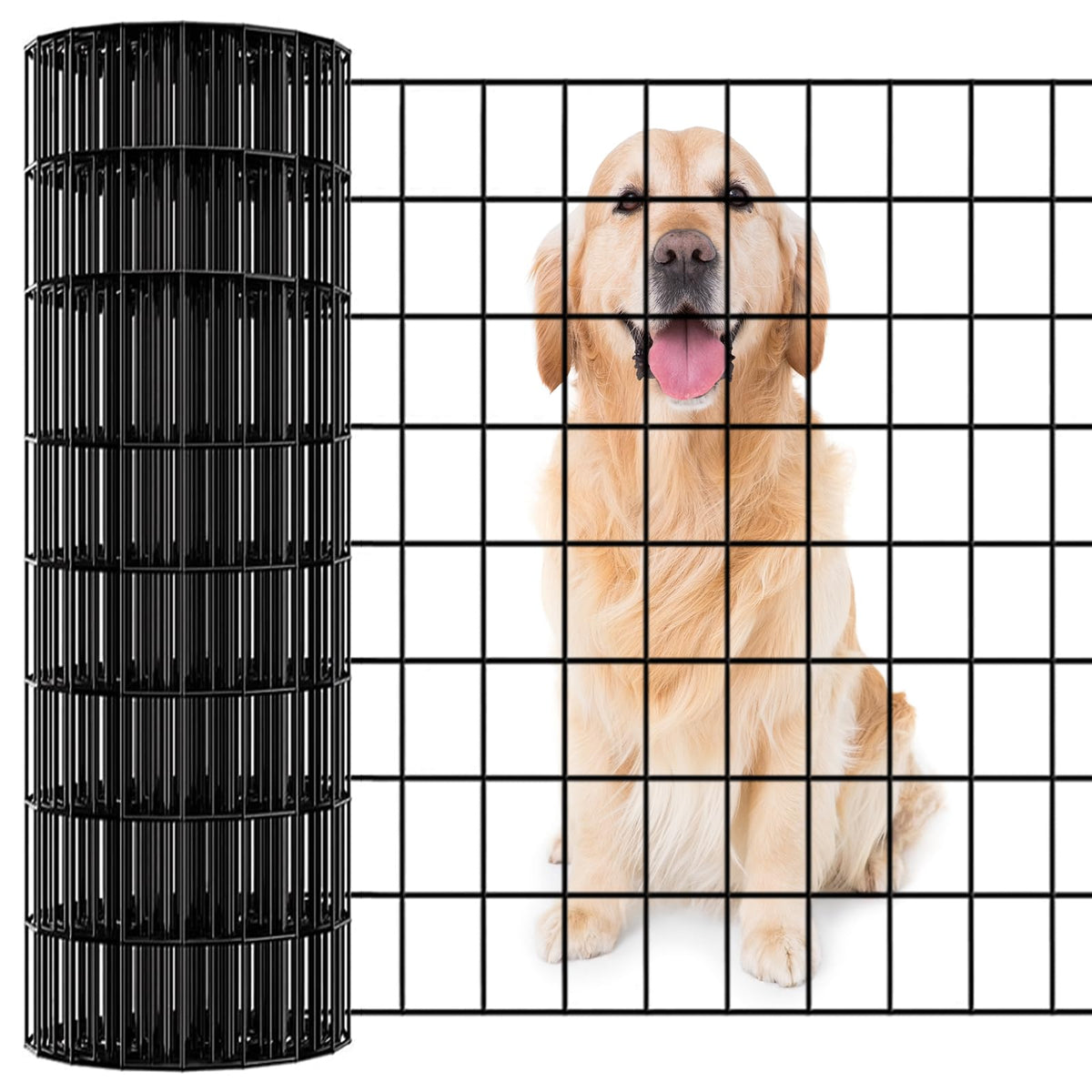 Jotesnew garden fence 24in x 100ft with black vinyl coating for durable yard borders