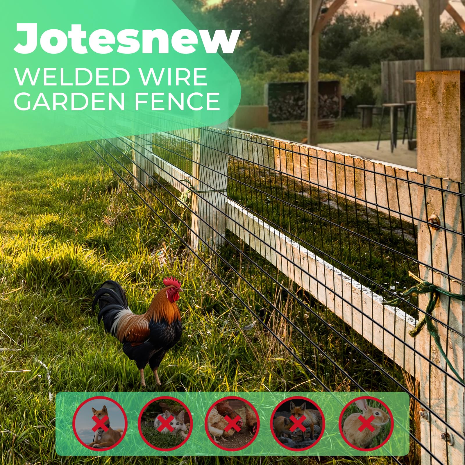 Jotesnew PVC-coated wire mesh provides rust resistance for outdoor garden use.