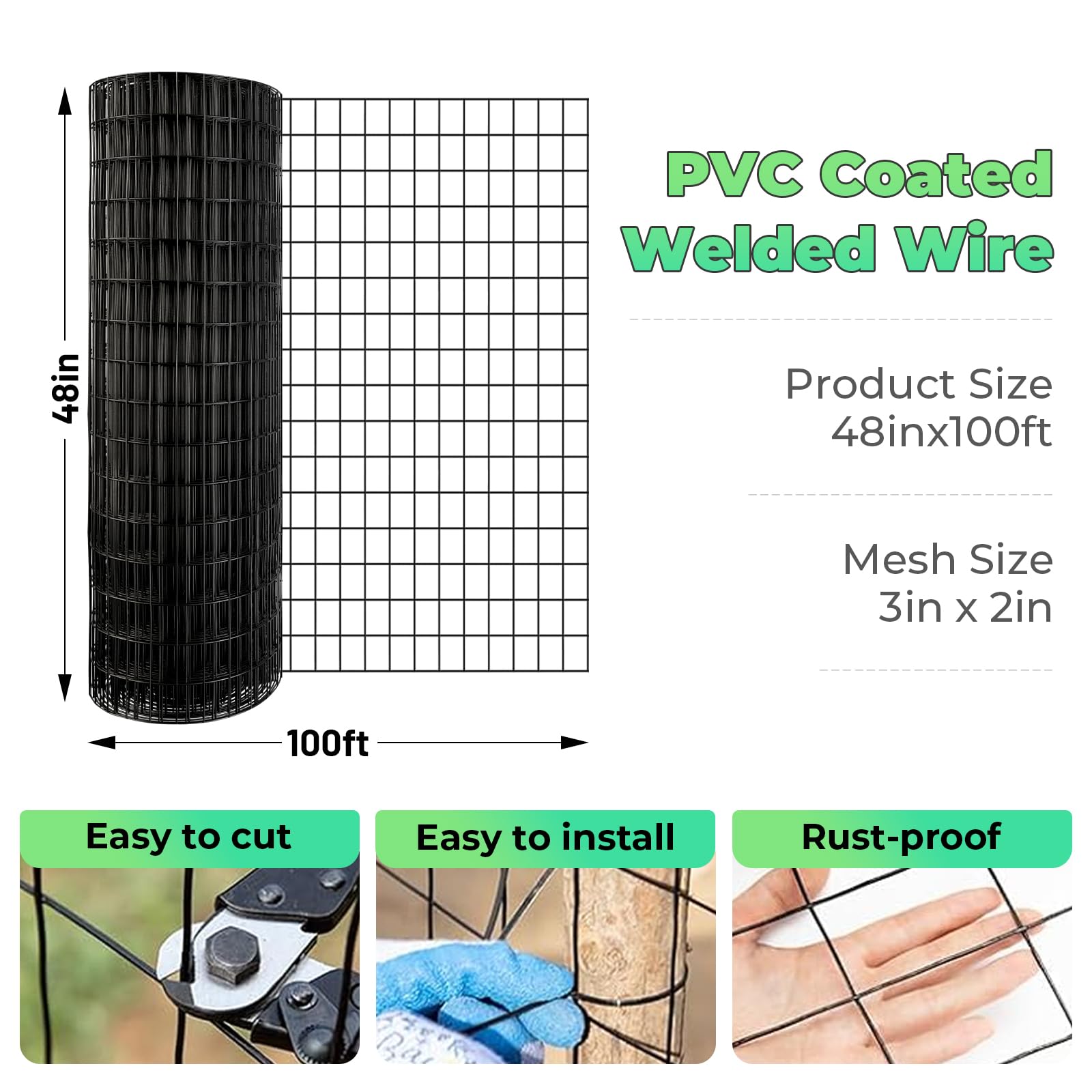 Jotesnew welded wire mesh 2x3 inch close-up highlighting sturdy construction.