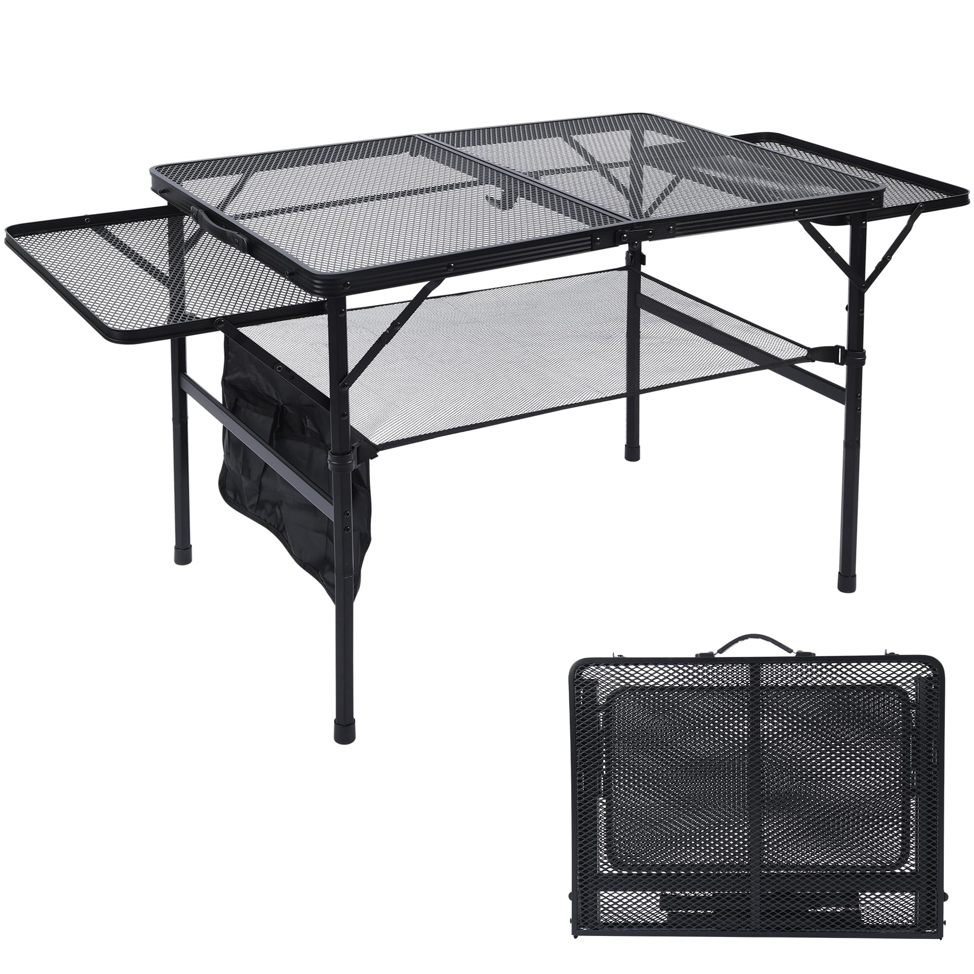 JOUYEK folding grill table with extended wings adds prep space for meals