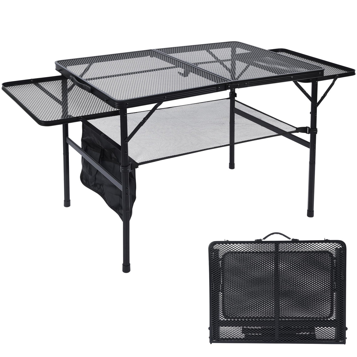 JOUYEK folding grill table with extended wings adds prep space for meals