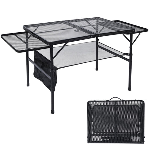 JOUYEK folding grill table with extended wings adds prep space for meals