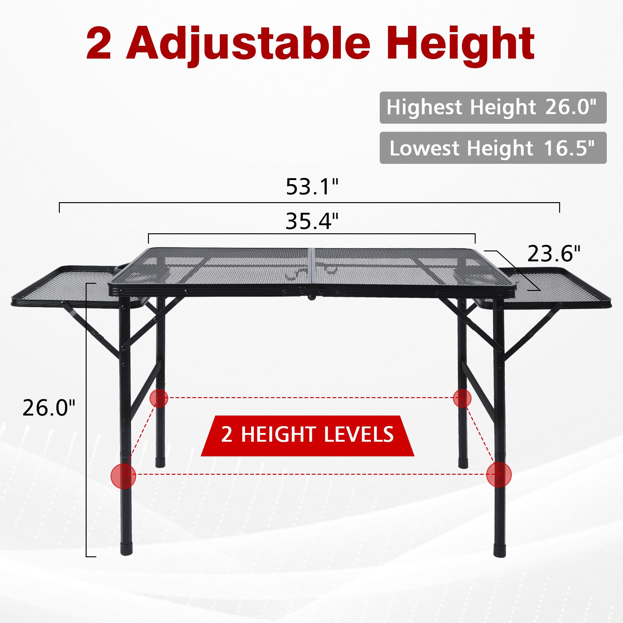 JOUYEK folding grill table height-adjustable for sitting or standing grilling