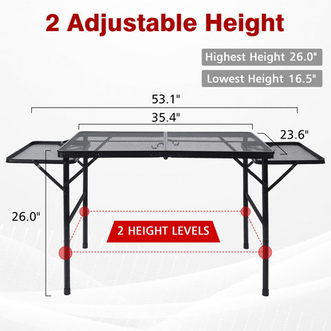 JOUYEK folding grill table height-adjustable for sitting or standing grilling