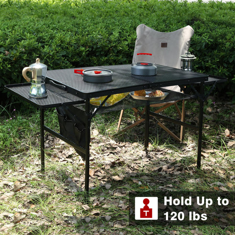 JOUYEK table with side-pocket and cup holders reduces spills