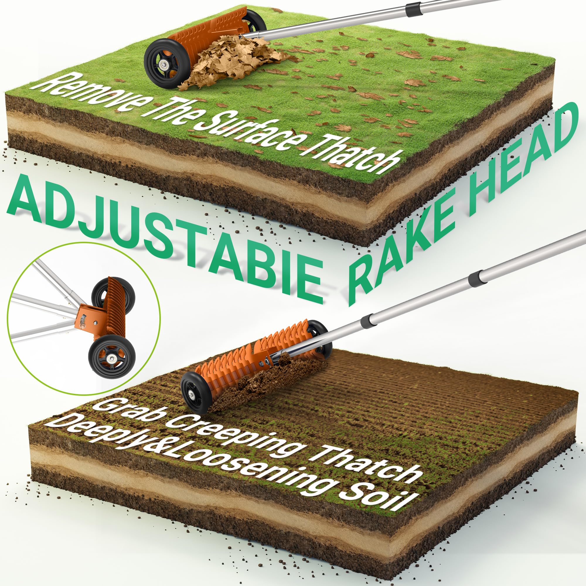 JouZYA Thatch Rake 15-inch head covers more ground quickly